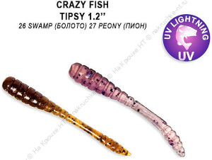 Tipsy 1,2" 69-30-26/27-6  Силиконовые приманки Crazy Fish