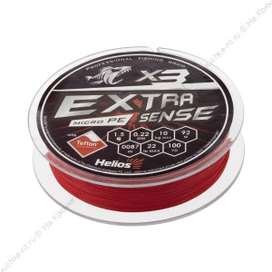 Шнур Extrasense X3 PE Red 92m 1.5/22LB 0.22mm (HS-ES-X3-1.5/22LB) Helios