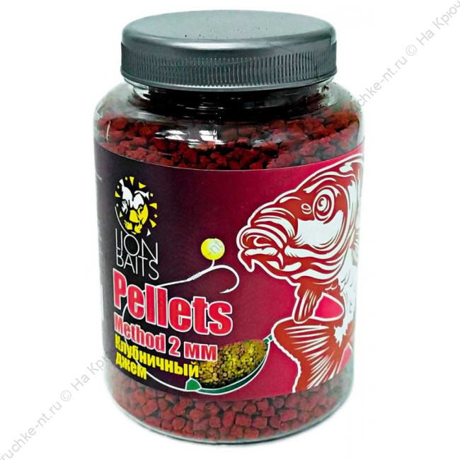 Пеллетс методный Method pellets Клубничный джем (красный) 2мм - 300гр (банка)