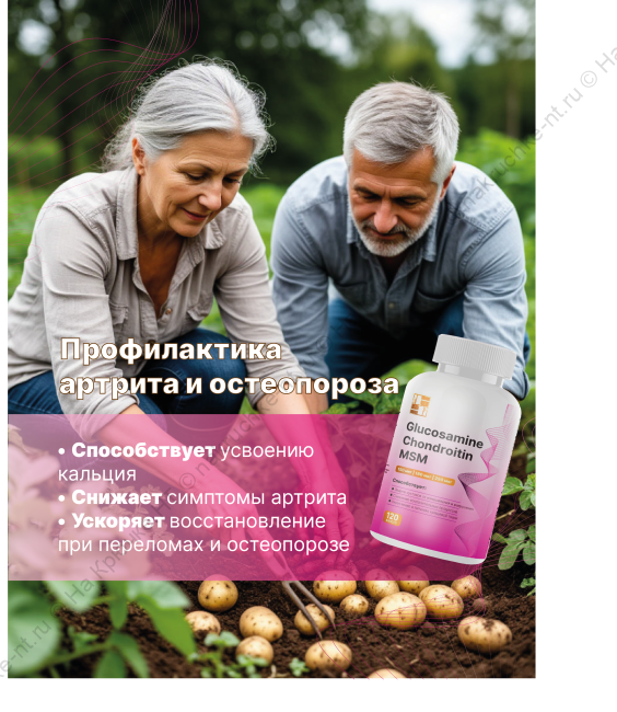 БАД к пище "Глюкозамин Хондроитин МСМ" ("Glucosamine Chondroitin MSM").