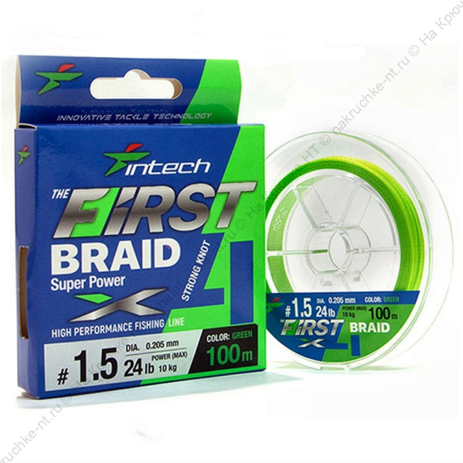 Intech First Braid X4 100m 0,3 0.09mm (GREEN) 1 Intech First Braid X4 100m 0,3 0.09mm (GREEN) 1