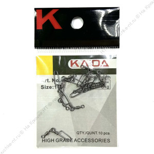 Вертлюг с карабином KAIDA K3024 №14 4 кг (10 шт.)