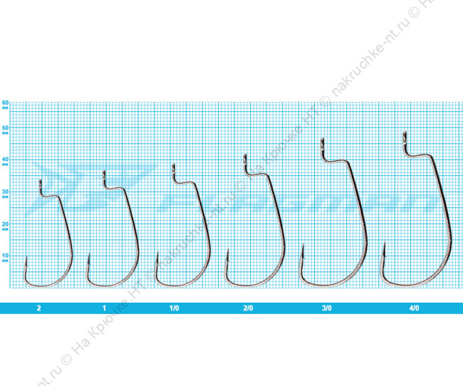 AZURA Крючок Long Offset Worm Hook №1 6шт 3