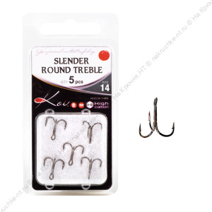 Крючок KOI "SLENDER ROUND TREBLE", размер 20 (INT), цвет BN, тройник