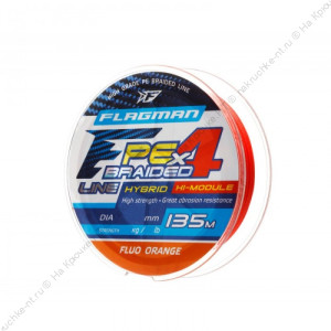 FLAGMAN Шнур PE Hybrid F4 135м FluoOrange 0,14мм 7,7кг 17lb